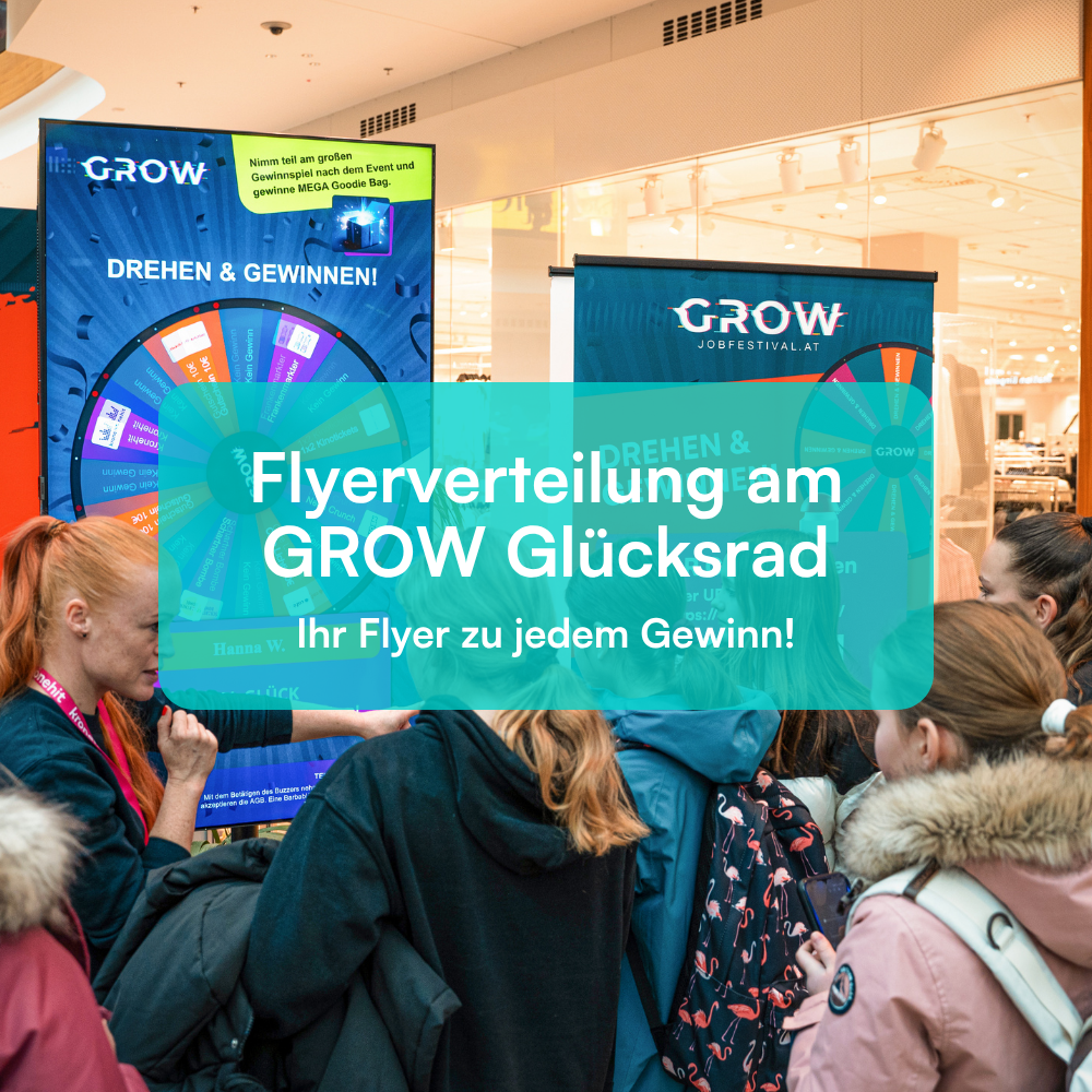 Flyerverteilung am GROW Glücksrad