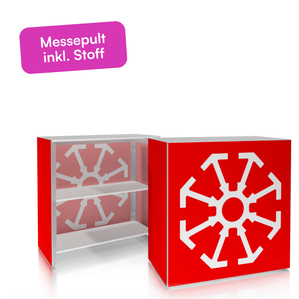 Messepult Holz/Alu inkl. Stoffbespannung